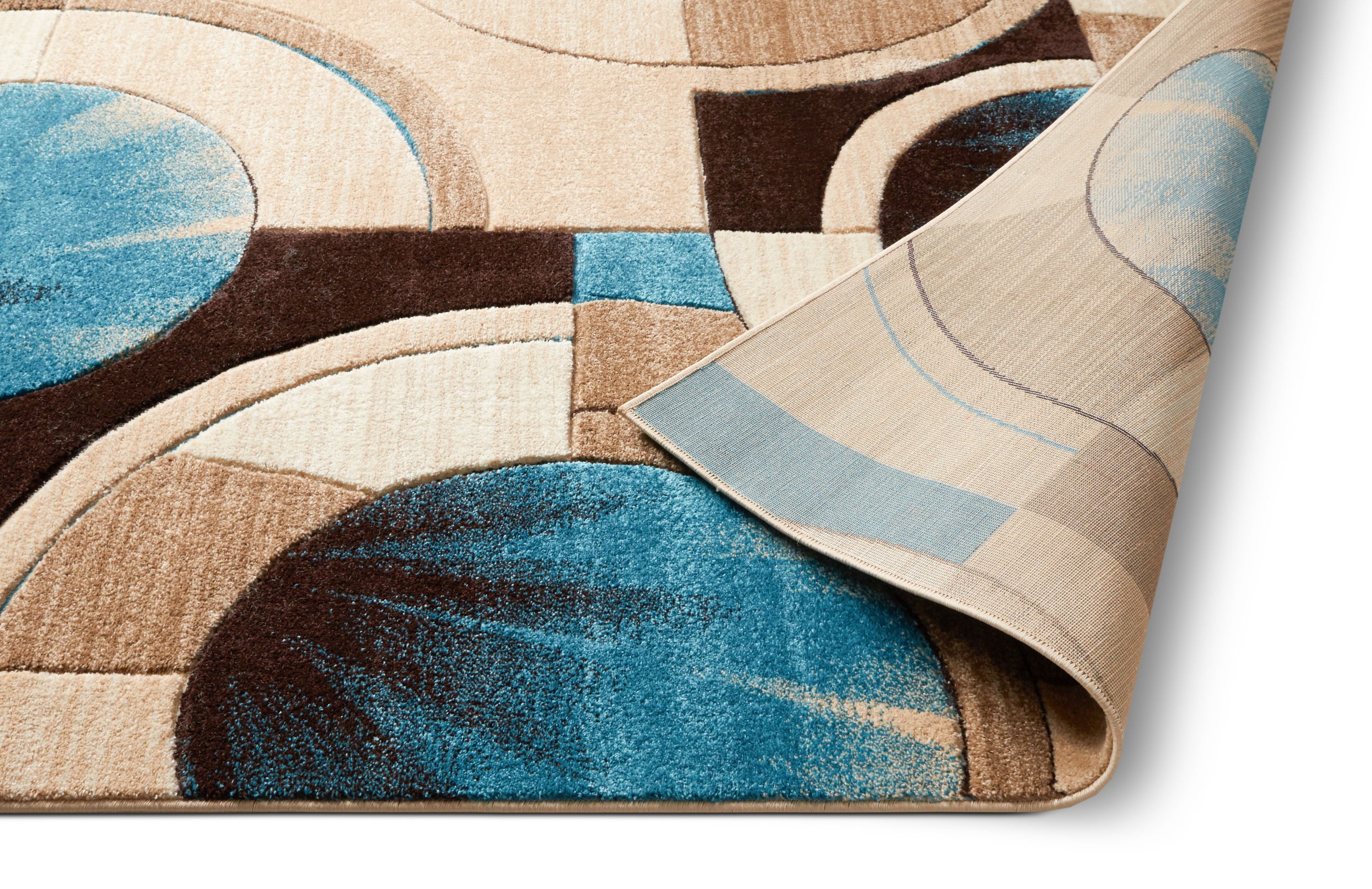 Well Woven Ruby Yolo Mid-Century Modern Geometric Blue 2' x 7' 3D High-Low Runner Area Rug