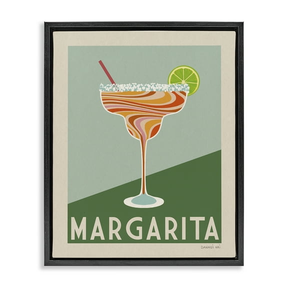 Stupell Industries Retro Swirled Margarita Food & Beverage Painting Black Floater Framed Canvas Art Print Wall Art, 17 x 21