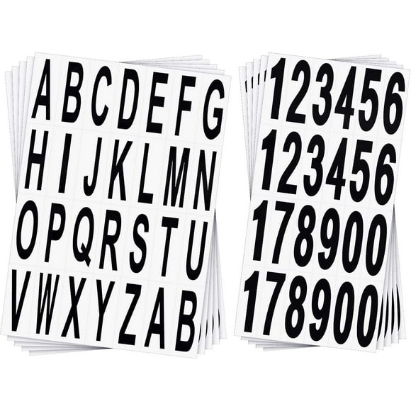 10 Sheets Number Stickers Mailbox Letters Black Vinyl Alphabet Number Stickers