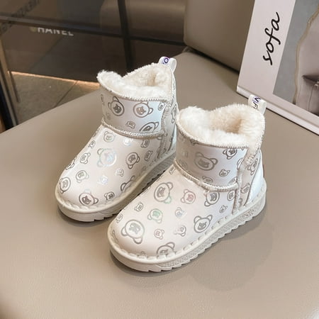 

Girls Snow Boots 2024 New Winter Soft Sole fleece-lined Thickened Shoes Large Children‘s Boys Cotton Shoes