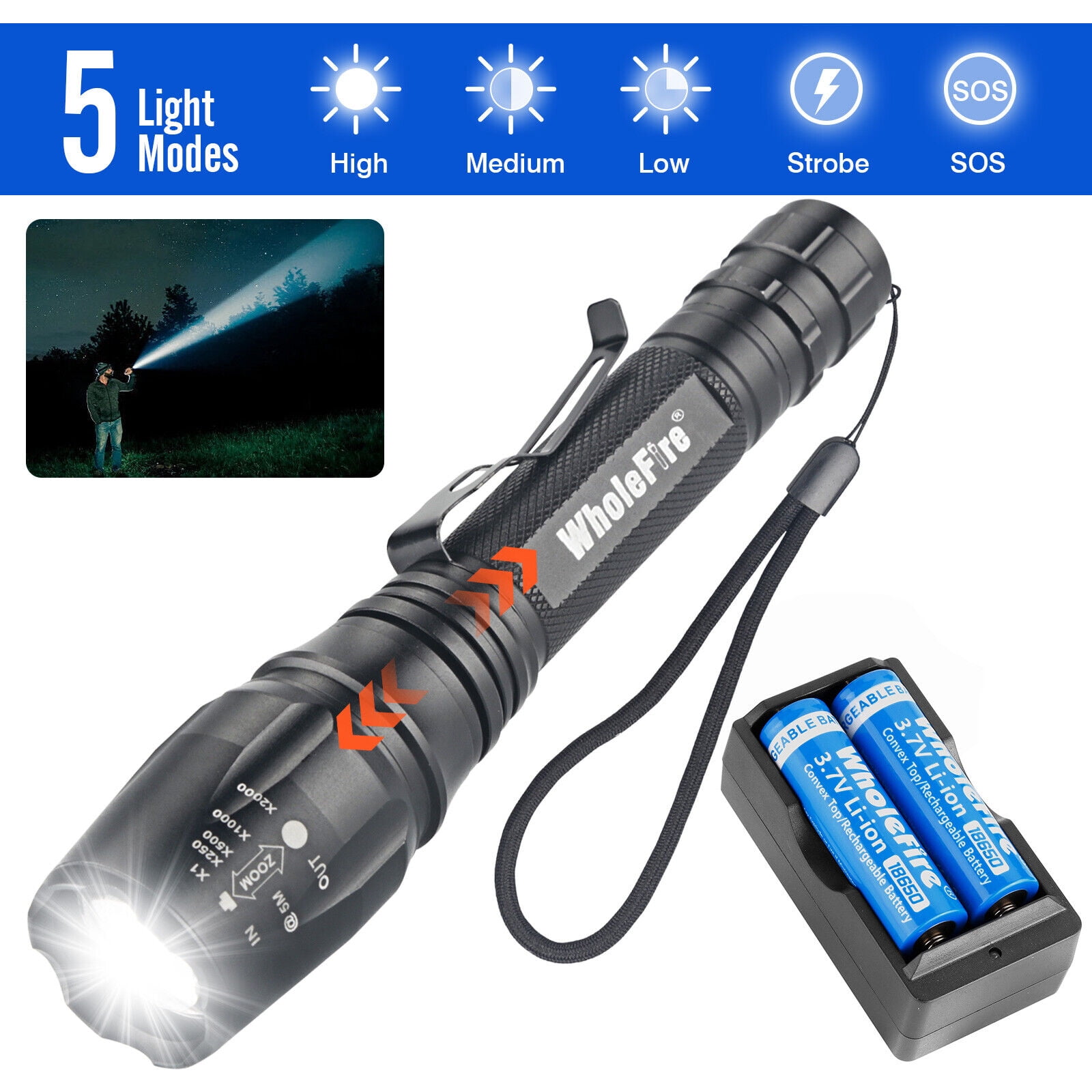 Super Bright LED Tactical Flashlight Rechargeable Flashlights LED