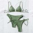 thumbnail image 4 of Bikini Sets for Women - Three Piece Swimsuits with 2 Swim Thongs (Classic & Side Tie) Summer Beach Bathing Suits (XL, Green), 4 of 4