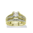 thumbnail image 2 of His Hers Princess Cut Wedding Ring Set Yellow Gold Plated Stainless Steel, 2 of 4