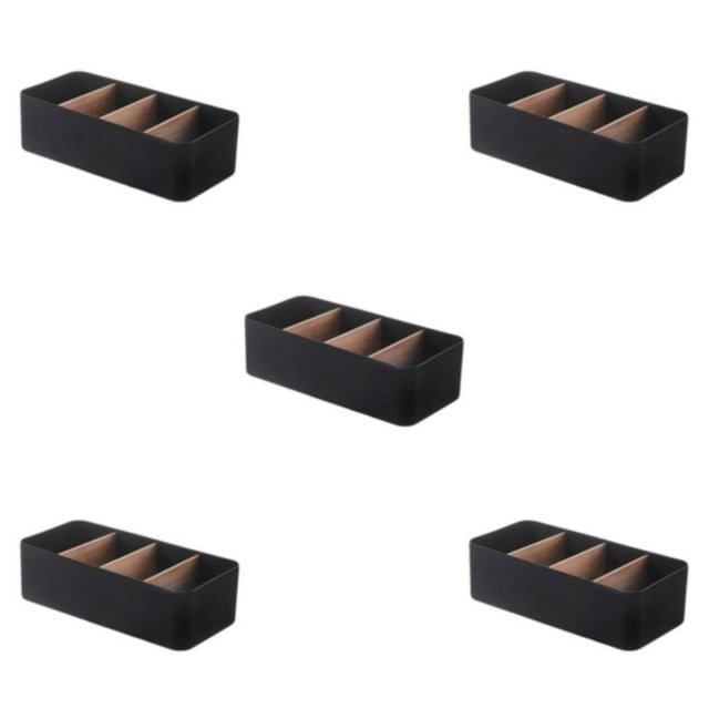 Maytalsory Storage Box Strong Practicality Wide Application Detachable Partition Large Capacity Plastic Storage Box Storage Basket Black Rectangular 5Set