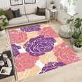 thumbnail image 2 of Purple Rose Flowers Area Rugs, Modern Romantic Hand-Painted Simple Anti-Slip Bedroom Rug, Large Area Rug Machine Washable Easy Cleaning Apply to Cafe Office Door Mats Porch 4x6ft, 2 of 6