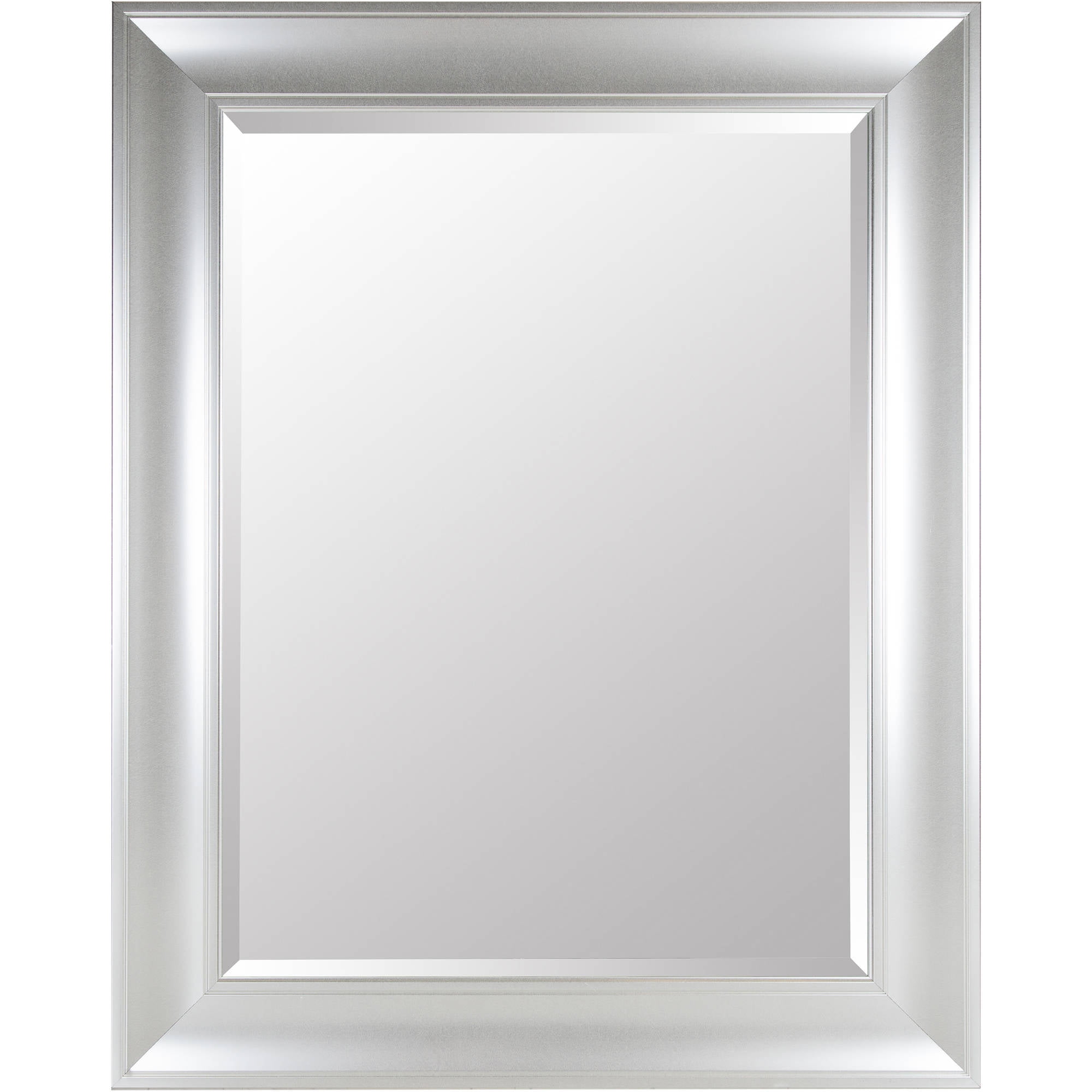 Beveled Wall Mirror with Silver Frame 39"x49" by Gallery Solutions