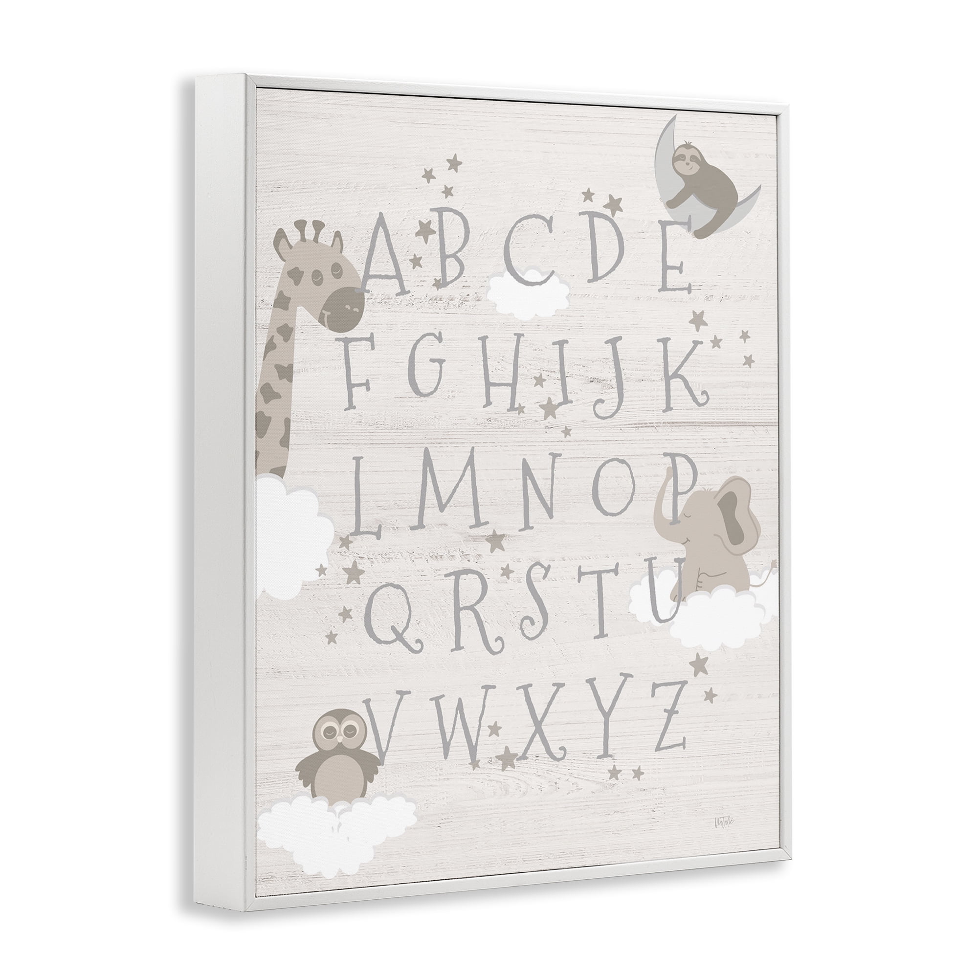 Stupell Industries Neutral Beige Alphabet Animals & Insects Painting White Framed Art Print Wall Art, 11 x 14