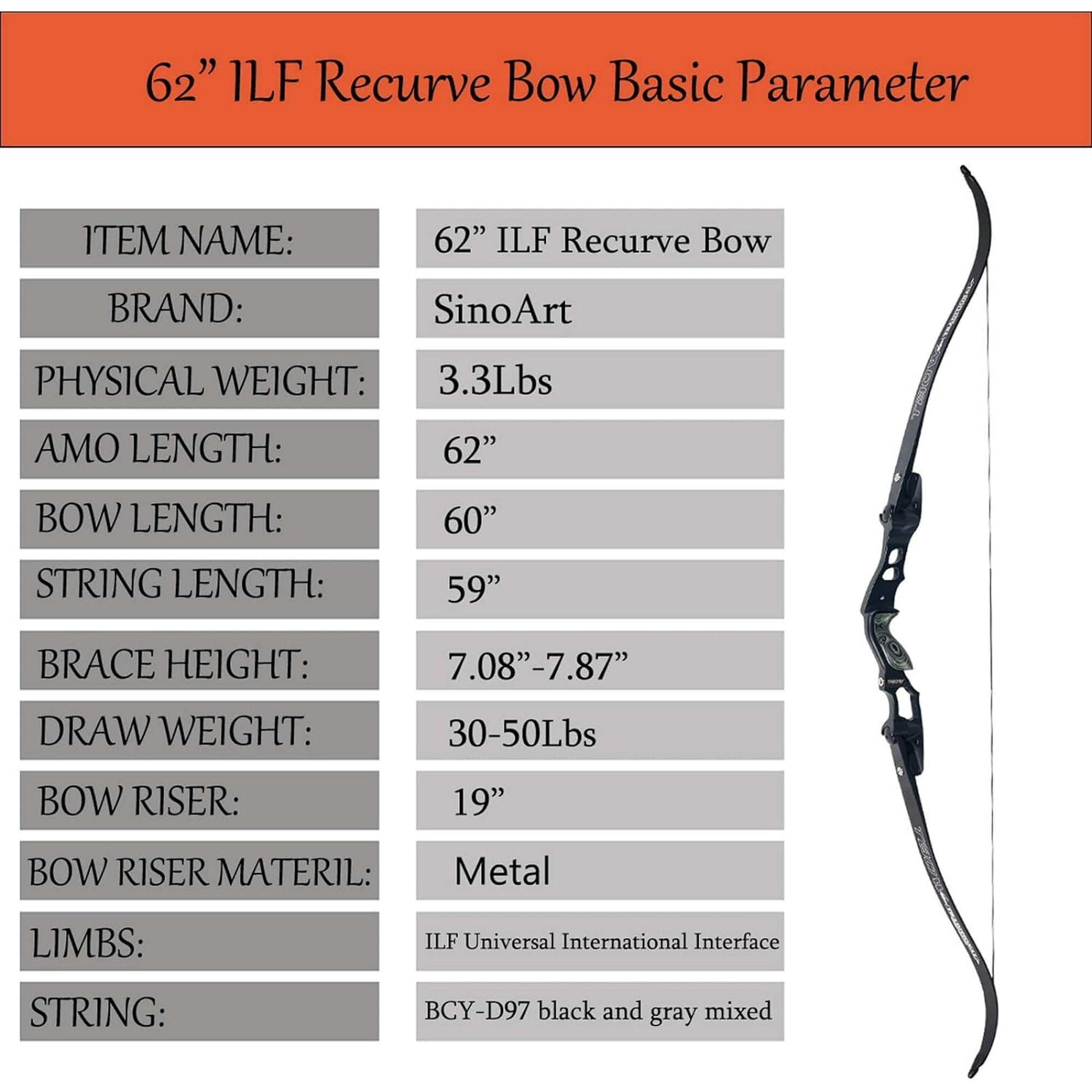 Arc Recourbé ILF 68 Pouces 36 Lbs - Droitier - Occasion