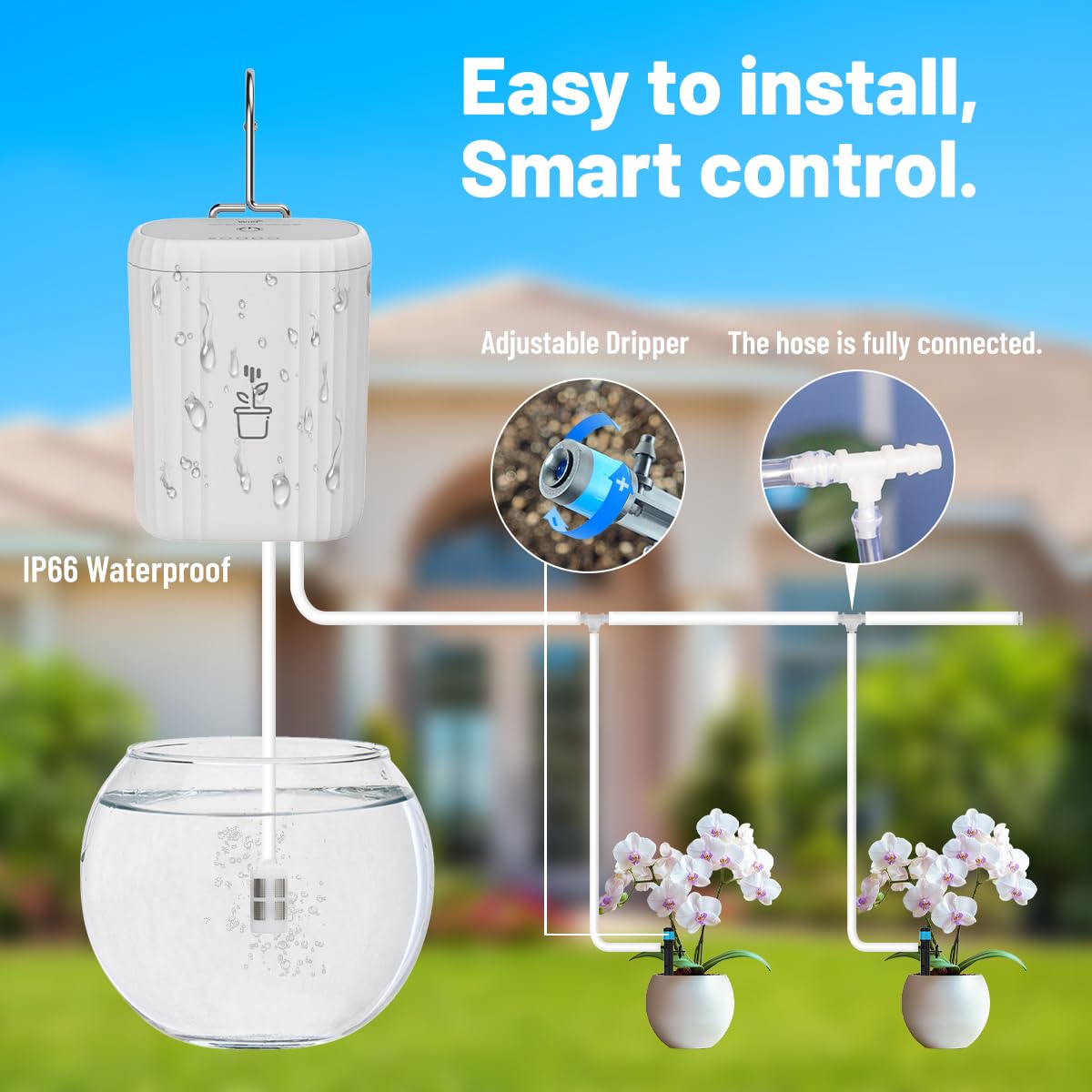 GreenVation WiFi Automatic Plant Watering Kit, 10-Zone Sprinkler Timer, Indoor/Outdoor Irrigation System for Garden, 1-Pack