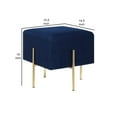 thumbnail image 5 of 16 Inch Modern Ottoman, Square Padded Seat, Brass Metal Legs, Blue Velvet- Saltoro Sherpi, 5 of 5