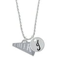 thumbnail image 1 of Delight Jewelry Acrylic 1.25" Silvertone Cheer Megaphone Silvertone Script Initial Disc - J - Charm Necklace, 20"+3", 1 of 4