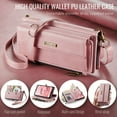 thumbnail image 2 of ELEHOLD Multi-Functional Wallet Case For iPhone 7 / 8 / SE 2022 & 2020, PU Leather Shockproof Card Slots Zipper Pocket Card Holder Phone Case with Detachable Shoulder Strap,Pink, 2 of 10