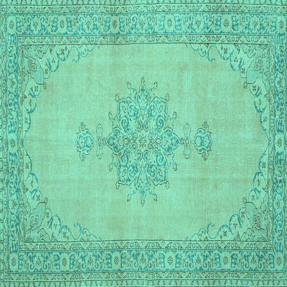 Ahgly Company Indoor Square Persian Turquoise Blue Traditional Area Rugs, 8' Square