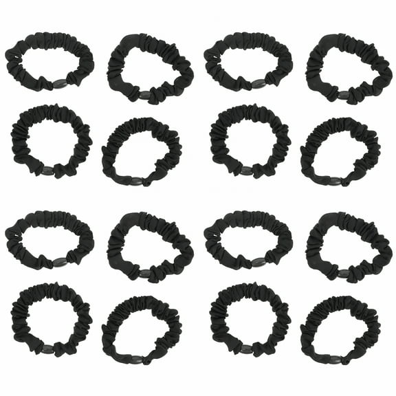 VANIDO Black Satin Hair Ties - 15 Pcs Hair Scrunchies