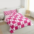 thumbnail image 3 of Homewish Christmas Candy Cane Full Size Comforter Sets,Merry Xmas Bedding Comforter Set,Pink White Grid Bedding Sets For Kids,Luxury Bedroom Decor Reversible,3-Piece, 3 of 8