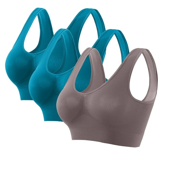 Kmdttou Women's Racerback Sports Fitness Support Seamless Sports Bra Wirefree Yoga Bra With Removable Pads