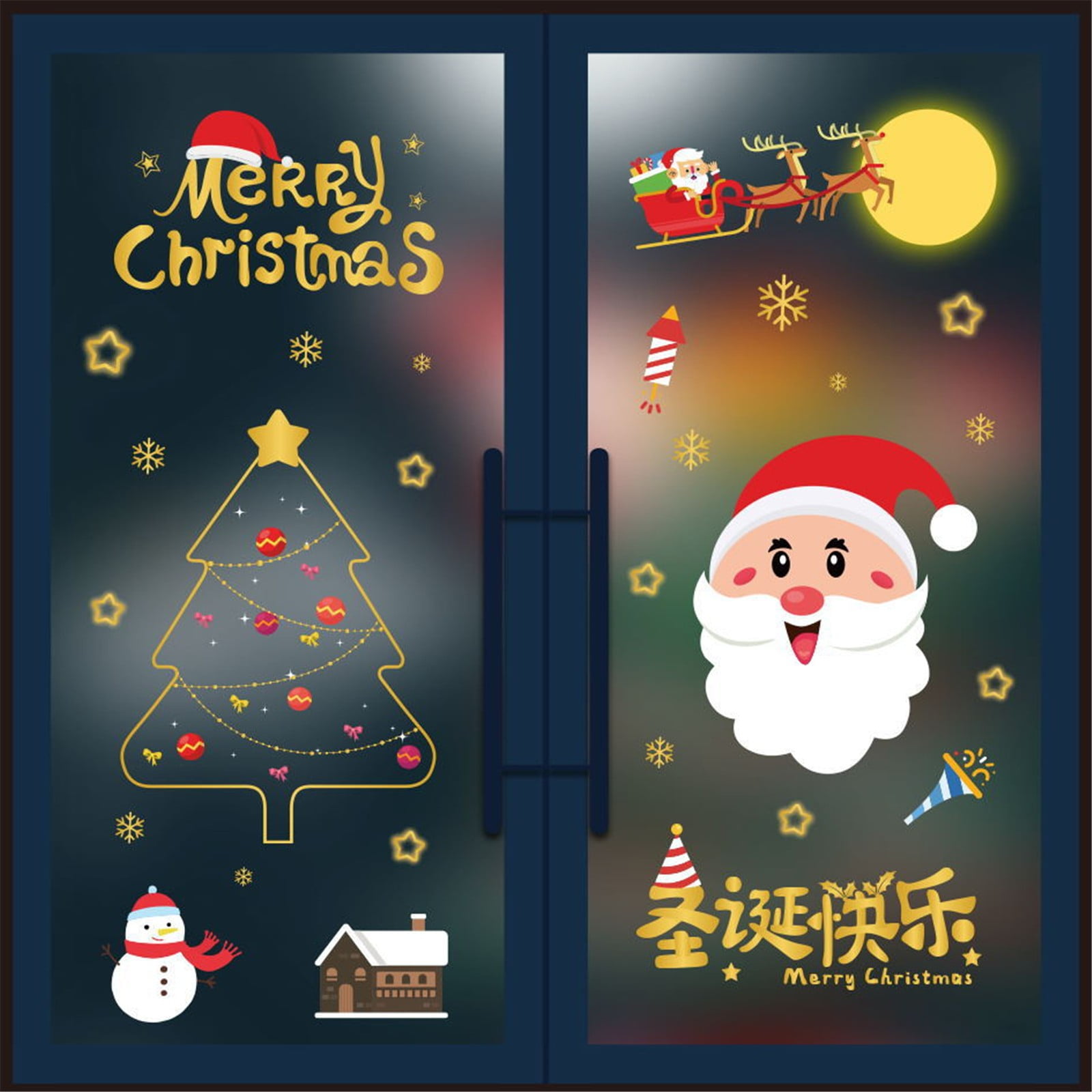 Christmas Decor Snowflakes Santa Claus Wall Vinyl Stickers Window Xmas Decal DIY 