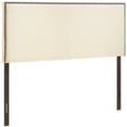 thumbnail image 3 of Modern Contemporary Queen Size Nailhead Upholstered Headboard, Ivory Fabric, 3 of 4