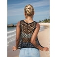 thumbnail image 2 of Women's Sleeveless Openwork Knit Top Lightweight Beach Cover-Up, 2 of 6