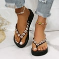 thumbnail image 3 of Dakaela Women's Platform Flip Flop Rhinestones Arch Support Soft Cushion Wedge Summer Thong Sandals, 3 of 7