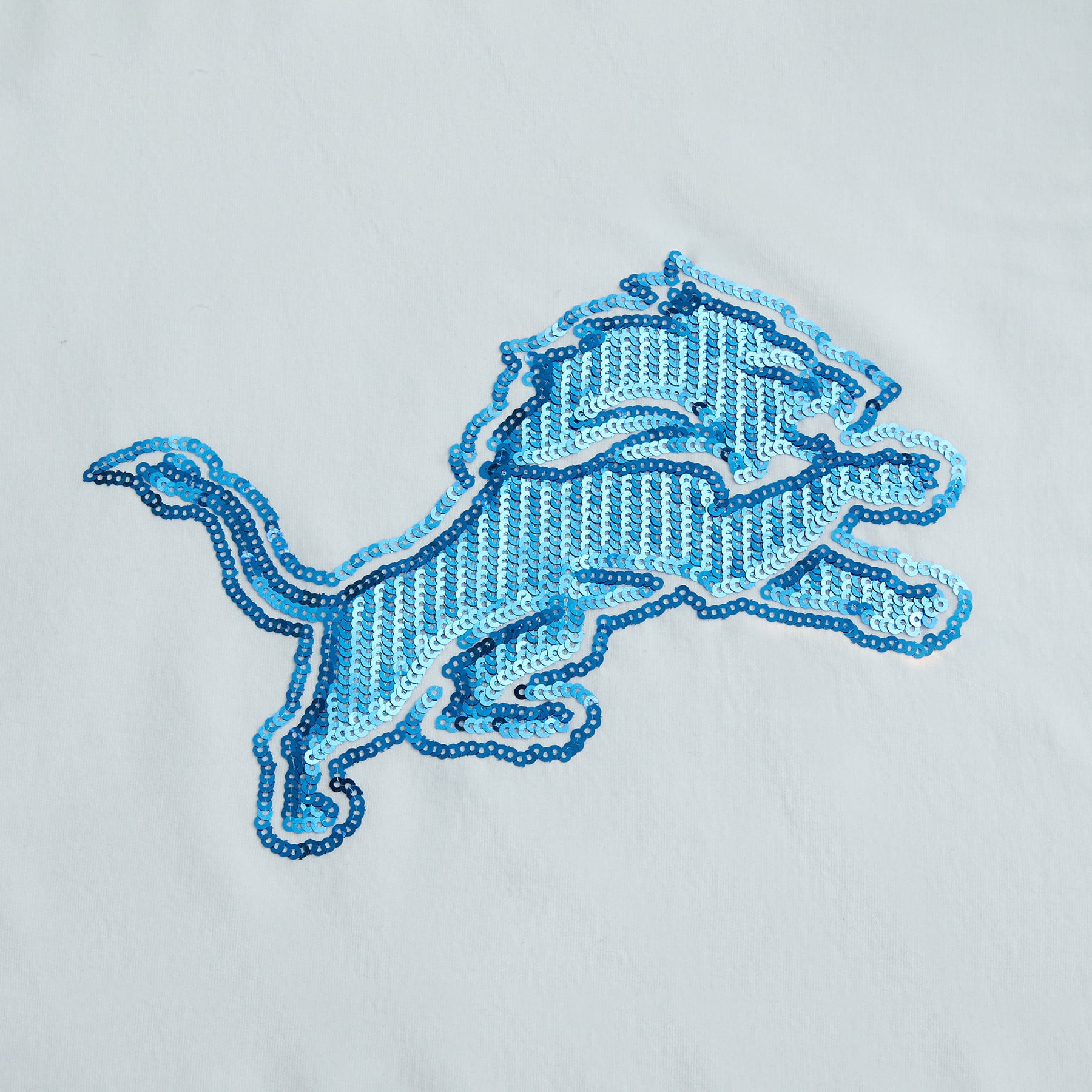 NFL Womens Detroit Lions Cozy Sequin Crew Neck Sweatshirt
