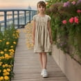 thumbnail image 3 of Mgmyaa Girls Summer Dresses Kids Short Sleeve Casual Popover Midi Dress Pleated Front Sundress, 3 of 5