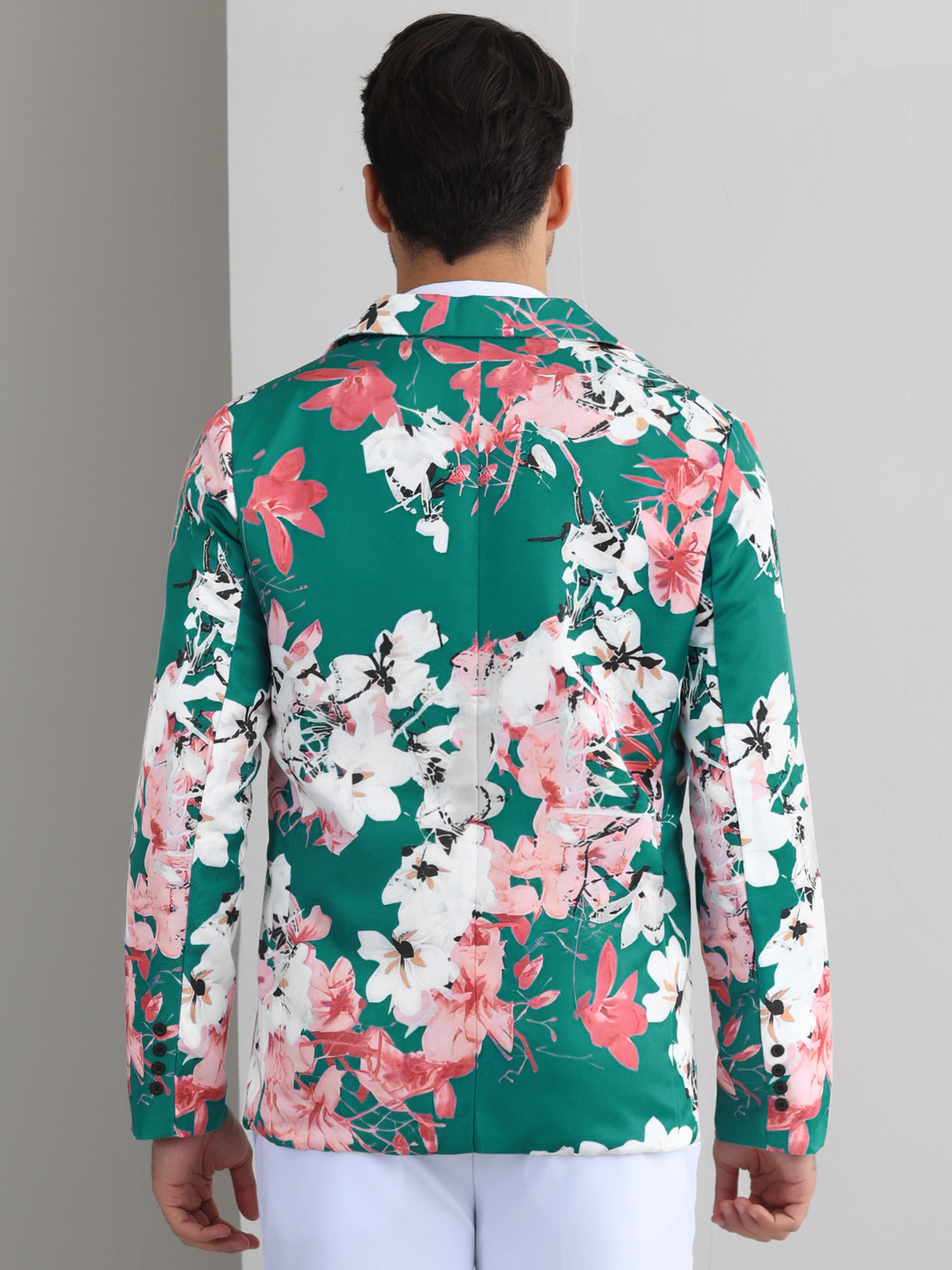 DARING DIVA Men's Floral Slim Fit Party Prom Flower Printed Blazers Suit Jacket M Green