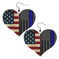 thumbnail image 6 of Heart Shaped Leather Earrings America Thin Blue Line Flag Leather Earrings Jewelry Gifts For Women, 6 of 6