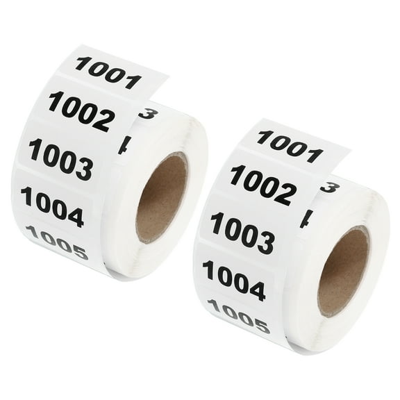 Uxcell 2 Roll Inventory Number Sticker, 1001-2000 Consecutive Numbered Labels Self Adhesive Labels Tag(1.6x0.8 Inch)