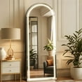 thumbnail image 4 of Mirstory 63.2"x 20.1" Arched LED Full Length Mirror Floor Mirror with Stand Free Standing, White, 4 of 6