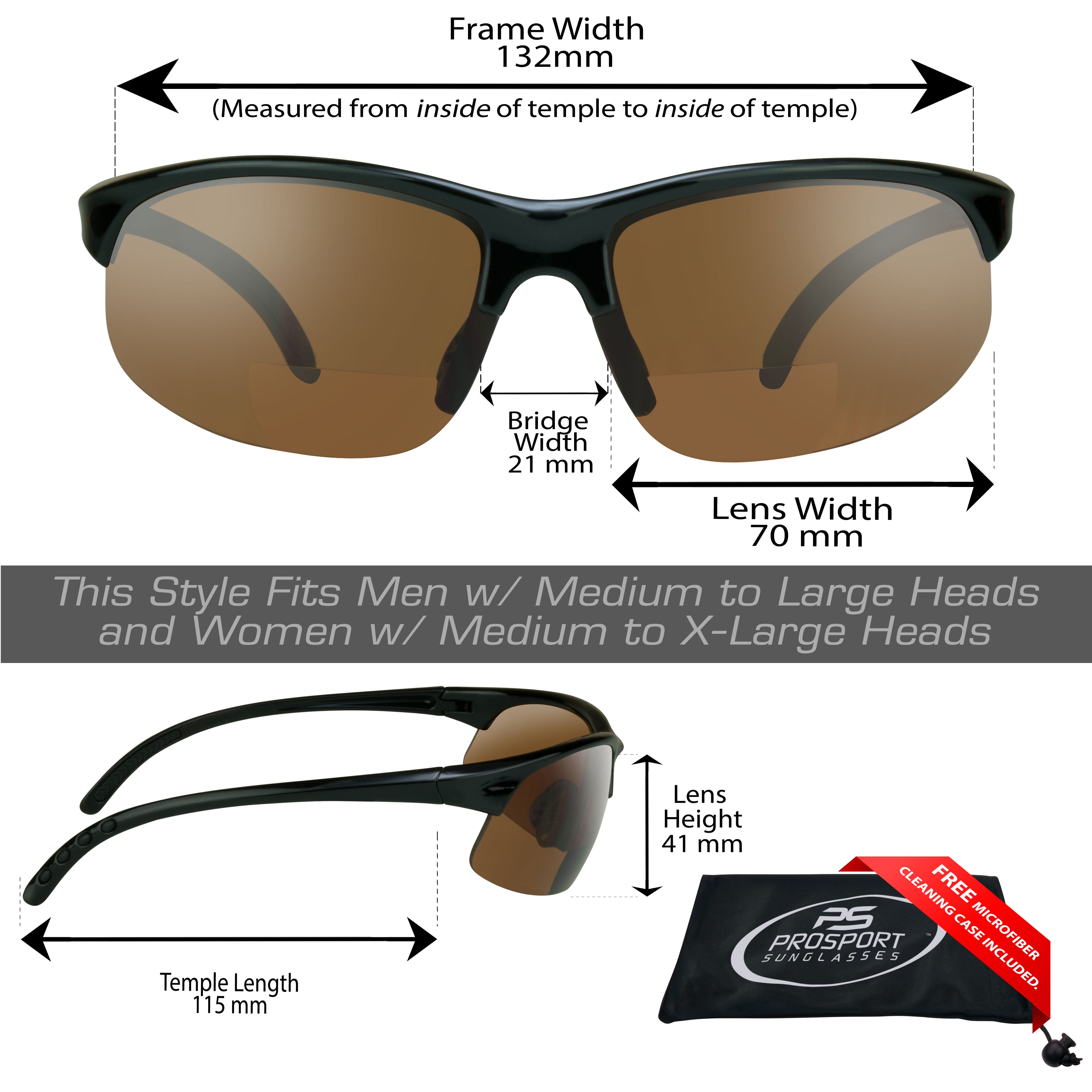 proSPORT BIFOCAL Sunglass Sun Readers Men Women Sport Wrap Gray HD 2 Pairs