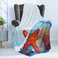 thumbnail image 4 of Starfish Soft Flannel Fleece Throw Blanket, Foaming Ocean Waves Graphic with Scallops and Seastar and Pebble Stones Bubbles, Cozy Plush for Indoor and Outdoor Use, 60" x 80", Multicolor, by Ambesonne, 4 of 5
