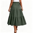 thumbnail image 5 of Hvogkswy Womens Midi Skirt, Drawstring Elastic Waist Ruffled Hem Skirts Fashion Casual Vacation Ladies Summer A-Line Slit Flowing Long Skirt, 5 of 6