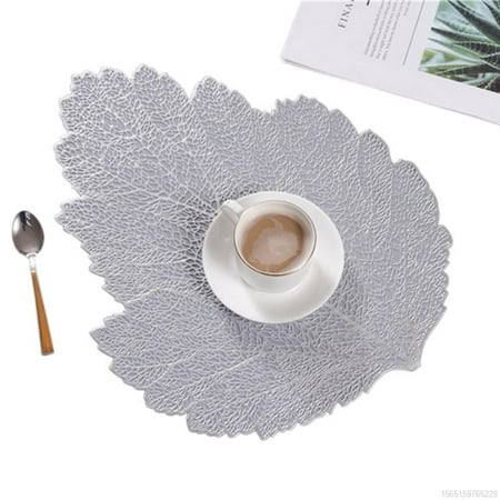 Tinymills Nordic Style Insulated Western Placemat Creative Leaf Shape Hollow Non-slip