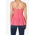 thumbnail image 2 of TheMogan Women's S~3X Cross Strap Smocked Back Crochet Lace Ruffle Peplum Cami Top, 2 of 7