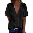 thumbnail image 2 of Pompotops Blouse Décontractée à Manches Courtes en Chiffon Col en V T-Shirt pour Femmes, 2 of 7