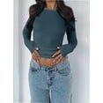 thumbnail image 6 of Womens Long Sleeve T Shirts Basic Scoop Neck Crop Tops Casual Slim Fitted Clothes Thermal Tee, 6 of 6
