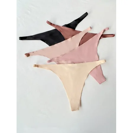 

Women‘s 5 Pieces Seamless Thongs Panties Solid No Show Low Rise Thong Underwear Multicolored
