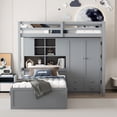 thumbnail image 3 of Harper & Bright Designs Twin Size Bunk Bed with Hydraulic Bed and Wardrobe, Wooden Bunkbed with 6 Drawers & Storage Shelves, Full-Length Guard Rail, Gray, 3 of 15