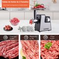 thumbnail image 3 of Molino de Carne Eléctrico Máquina Embutidos Acero Inoxidable, Molinillo Alimentos, Moledor De con Platos 3 Tamaños, Rellenar, Picadora Adecuada para Uso Doméstico, 3 of 8