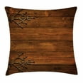 thumbnail image 1 of Rustic Throw Pillow Cushion Cover, Antique Backdrop with Carved Dated Gothic Metal Ornaments Retro Fashioned Picture, Decorative Square Accent Pillow Case, 16 X 16 Inches, Dark Rosewood, by Ambesonne, 1 of 2
