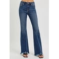 thumbnail image 2 of I AM A FASHION JUNKY RISEN Full Size Mid Rise Flare Frayed Hem Jeans Plus Size (DARK, 1XL), 2 of 6