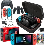Nintendo Switch Neon Blue/Red with Super Smash Bros Ultimate Bundle | Includes Wireless Pro Controller, Extra Joy-Con (Red/Blue) | With Signature Series Large Carry Case and Earphones