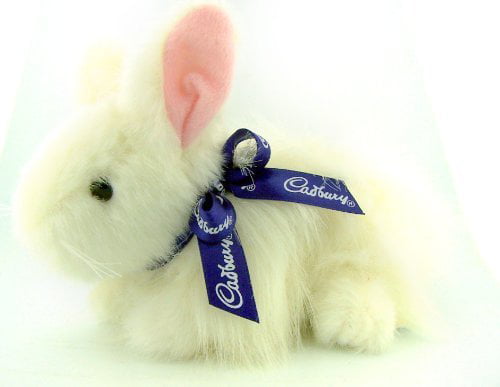 galerie white clucking cadbury easter bunny rabbit plush 4" tall 