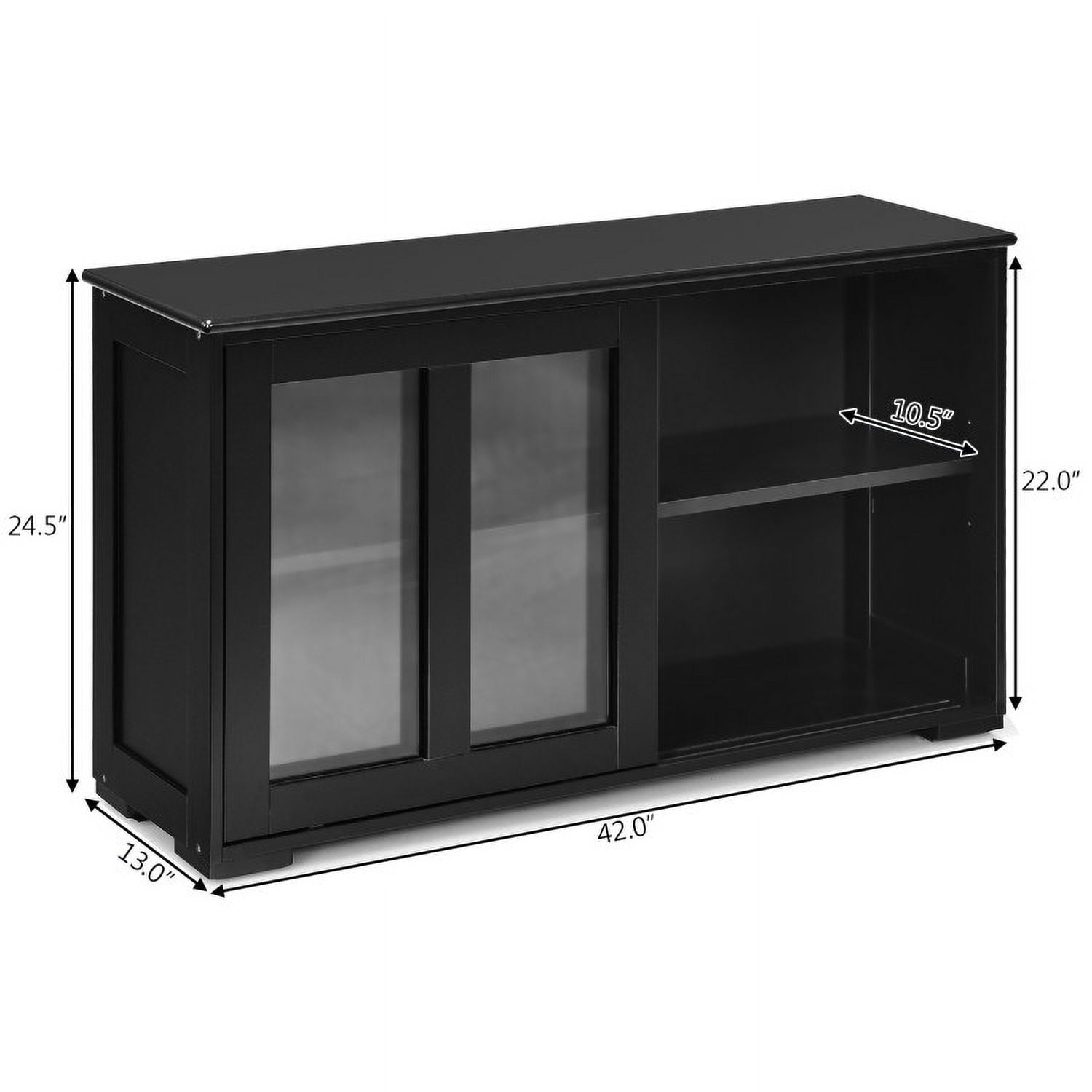 Finihen Kitchen Storage Cabinet, Buffet Sideboard, with Glass Sliding Door, for Dining Room, Kitchen, Living Room, Black Finihen Kitchen Storage Cabinet, Buffet Sideboard, with Glass Sliding Door, for Dining Room, Kitchen, Living Room, Black