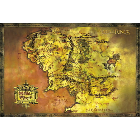 The Lord Of The Rings - Movie Poster / Print (Classic Map Of Middle Earth) (Size: 36
