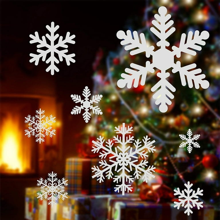 Christmas Decorations Snowflake Window Sticker DIY Window Cling - Removable Snow Decal for Mirror Glass Door Car Body Holiday Xmas