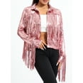 thumbnail image 3 of Arvbitana Women's Sequin Party Jackets Sparkly Cardigan Long Sleeve Open Front Lapel Coat Tassel Cropped Tops Blazers Clubwear for Bar Party, 3 of 9