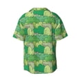 thumbnail image 6 of Lsque Crocodile And Bush print Men's Cuban Collar Short Sleeve Shirt Summer Beachwear Casual Button Down Fashionable Vacation Leisure Shirt-Large, 6 of 7