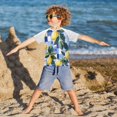 thumbnail image 3 of FORMRS Boys Rash Guard Short Sleeves Swim Shirt Quick Dry UPF 50+ Sun Protection, Sizes 3-12T, Cartoon Lemon Leaves, 3 of 6